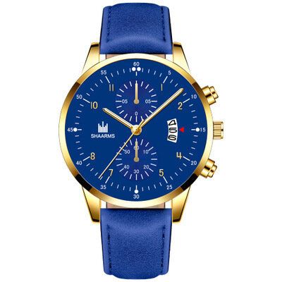 Pointeur Décoré D'affaires De Mode Avec Cadran De Calendrier Bracelet En Cuir Pour Hommes Bracelet De Montre À Quartz Pour Hommes