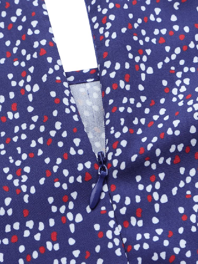 Polka Dot Imprimé Col Rond Dos Fermeture Éclair Décontracté Manches Longues Maxi Robes