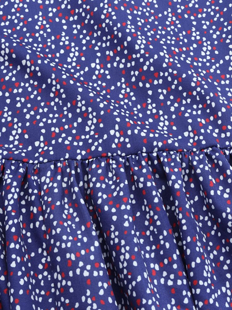 Polka Dot Imprimé Col Rond Dos Fermeture Éclair Décontracté Manches Longues Maxi Robes