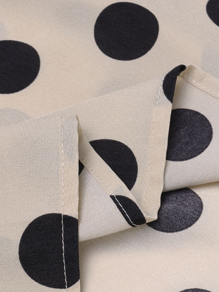 Polka Dots Impression Lanterne Manches Décolleté Noeud Papillon Chemisier Décontracté Pour Femmes