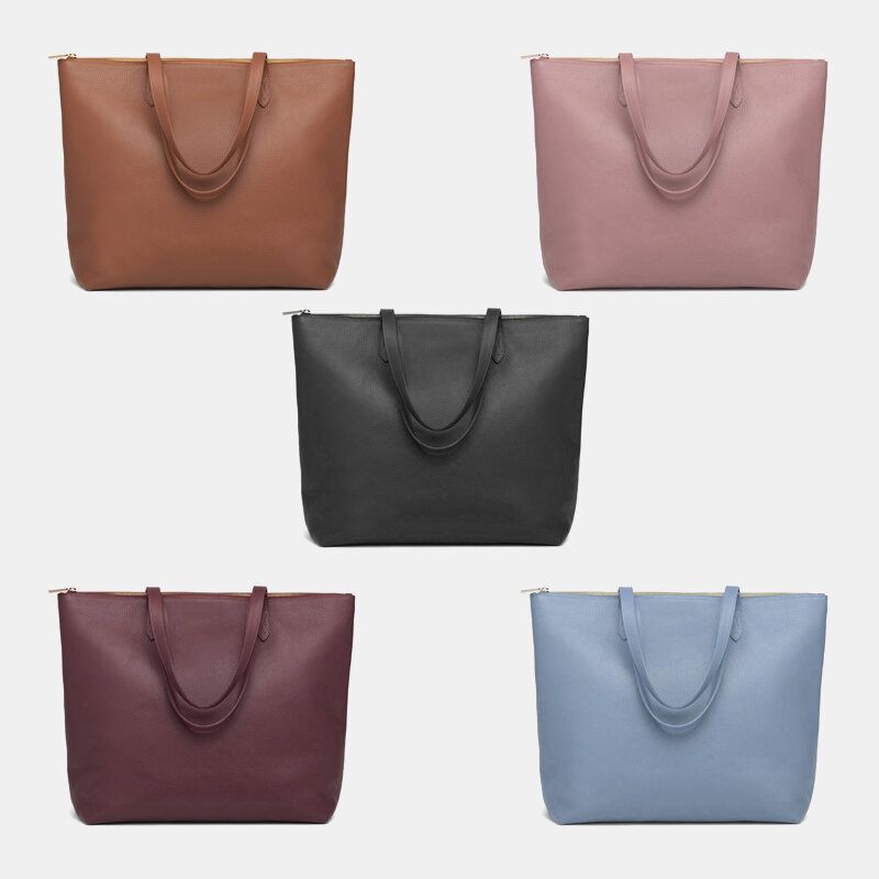 Porte-clés En Cuir Pu Pour Femmes Multi-poches Grande Capacité Sac Pour Ordinateur Portable Porte-documents Sac À Main D'affaires