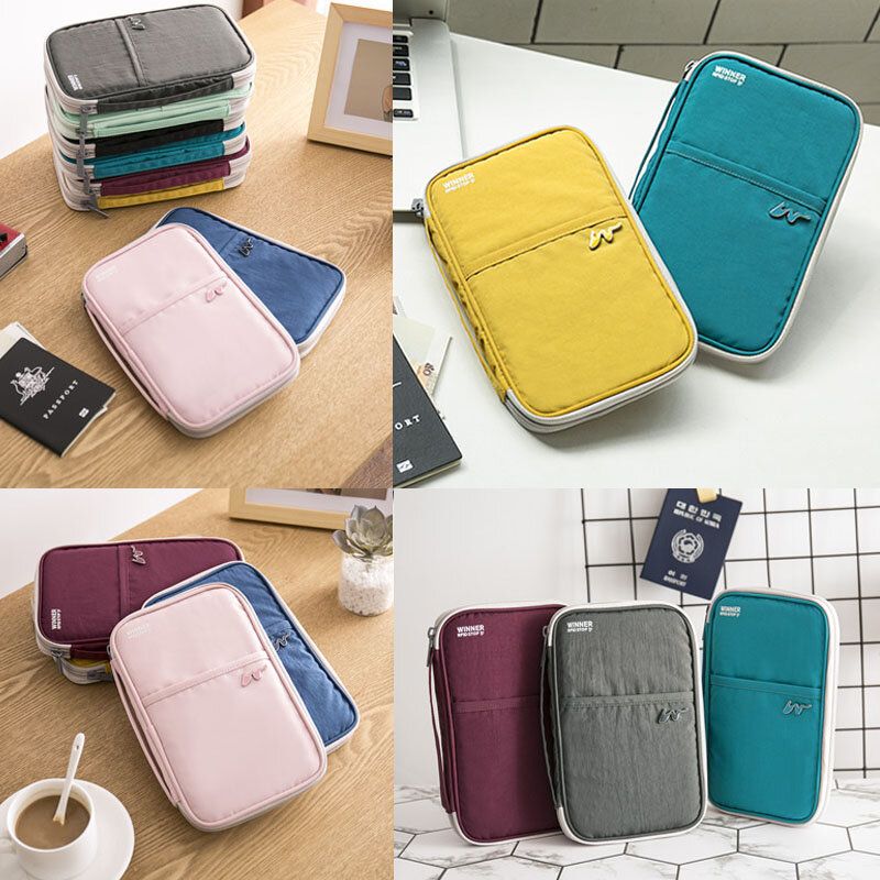 Porte-passeport Multifonction Antivol Pour Femme Portefeuille En Polyester À 9 Emplacements Pour Cartes