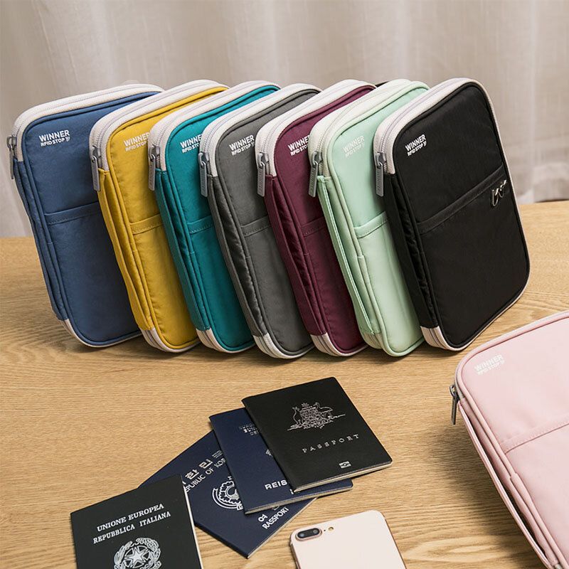 Porte-passeport Multifonction Antivol Pour Femme Portefeuille En Polyester À 9 Emplacements Pour Cartes