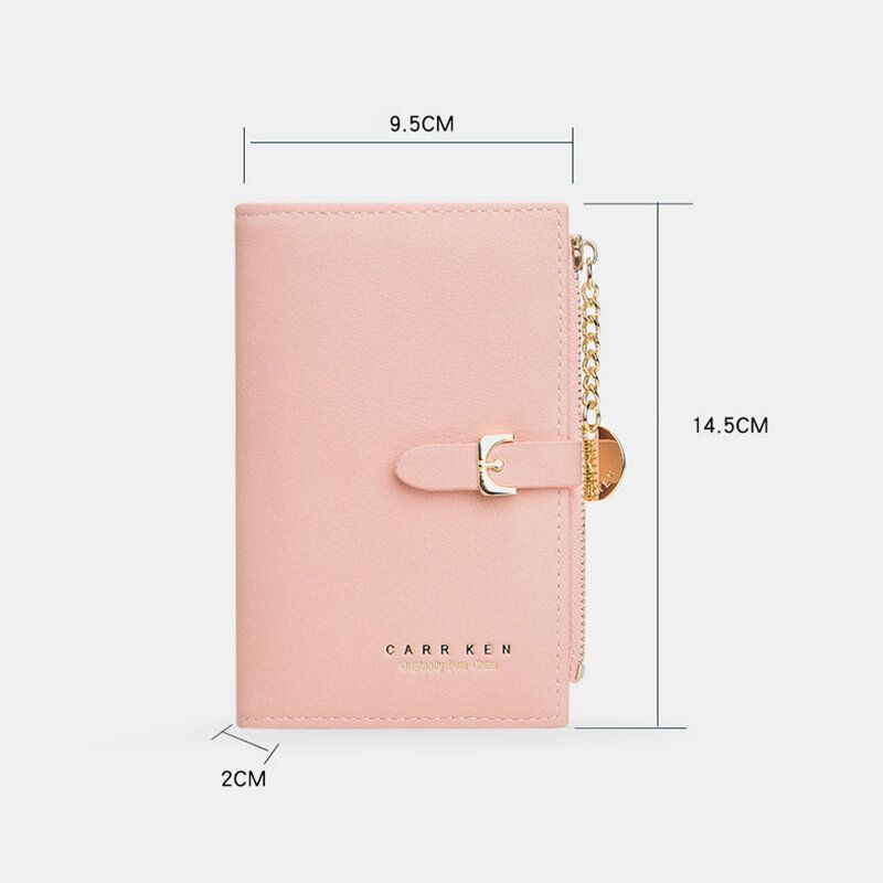 Portefeuille Porte-cartes À Deux Volets En Cuir Pu Mince De Couleur Unie Pour Femmes