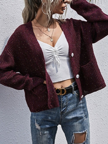 Pull Cardigan Décontracté À Double Poches Pour Femmes