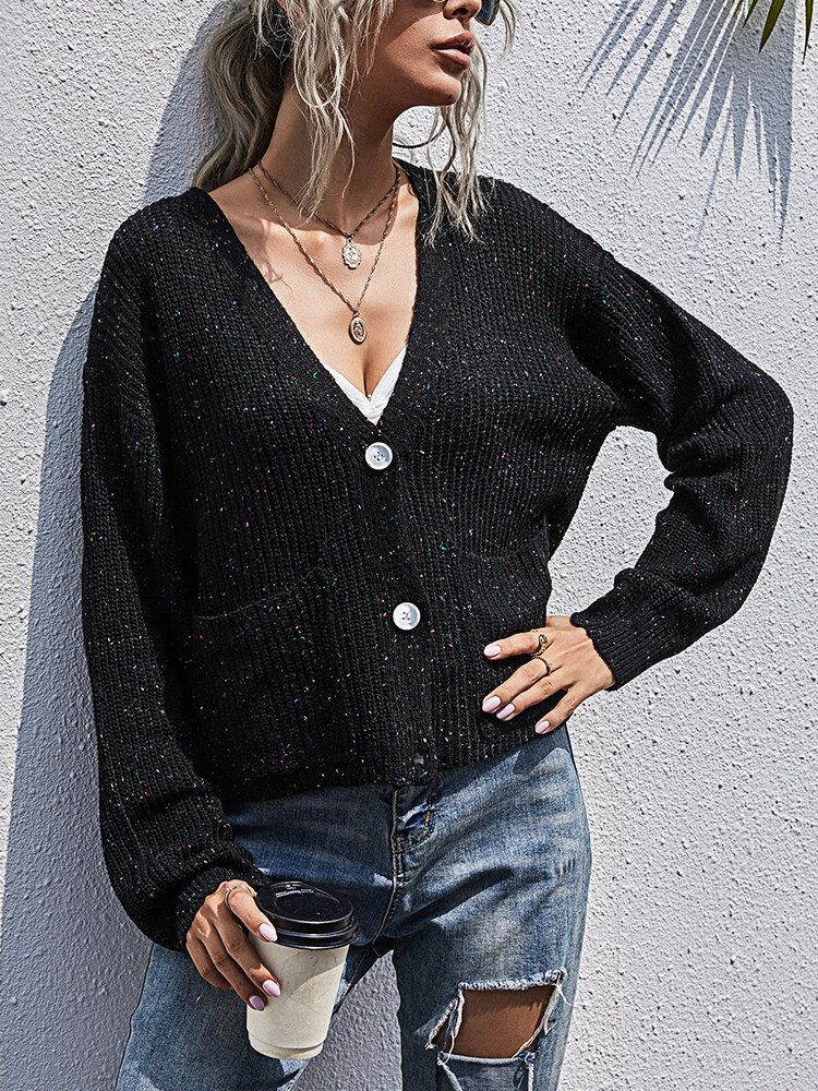 Pull Cardigan Décontracté À Double Poches Pour Femmes