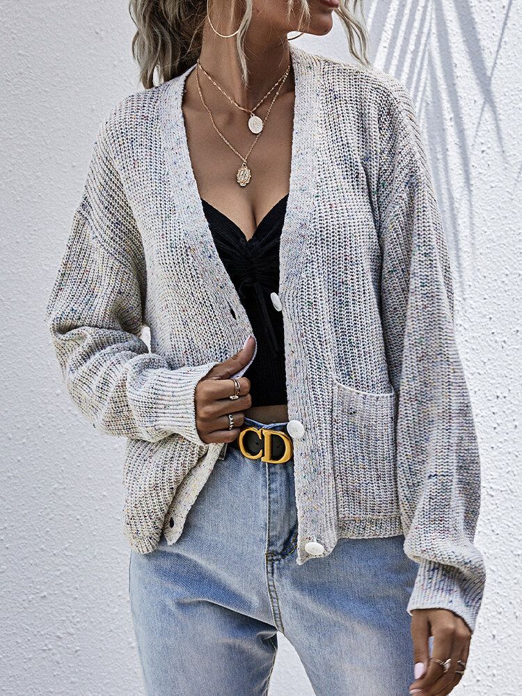 Pull Cardigan Décontracté À Double Poches Pour Femmes