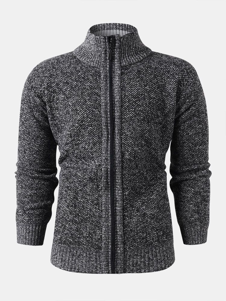 Pull Cardigan Décontracté Épais Tricoté À Col Montant Pour Hommes