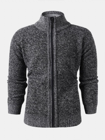 Pull Cardigan Décontracté Épais Tricoté À Col Montant Pour Hommes