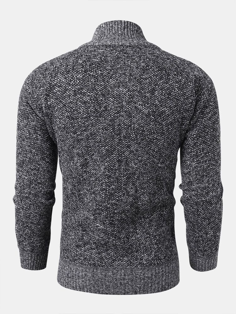 Pull Cardigan Décontracté Épais Tricoté À Col Montant Pour Hommes