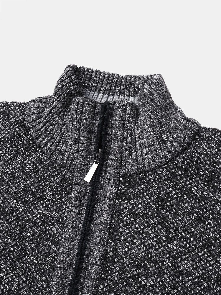 Pull Cardigan Décontracté Épais Tricoté À Col Montant Pour Hommes