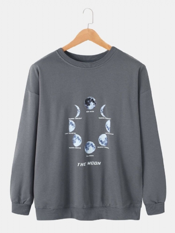 Pull Décontracté En Coton Imprimé Éclipse Lunaire Pour Homme