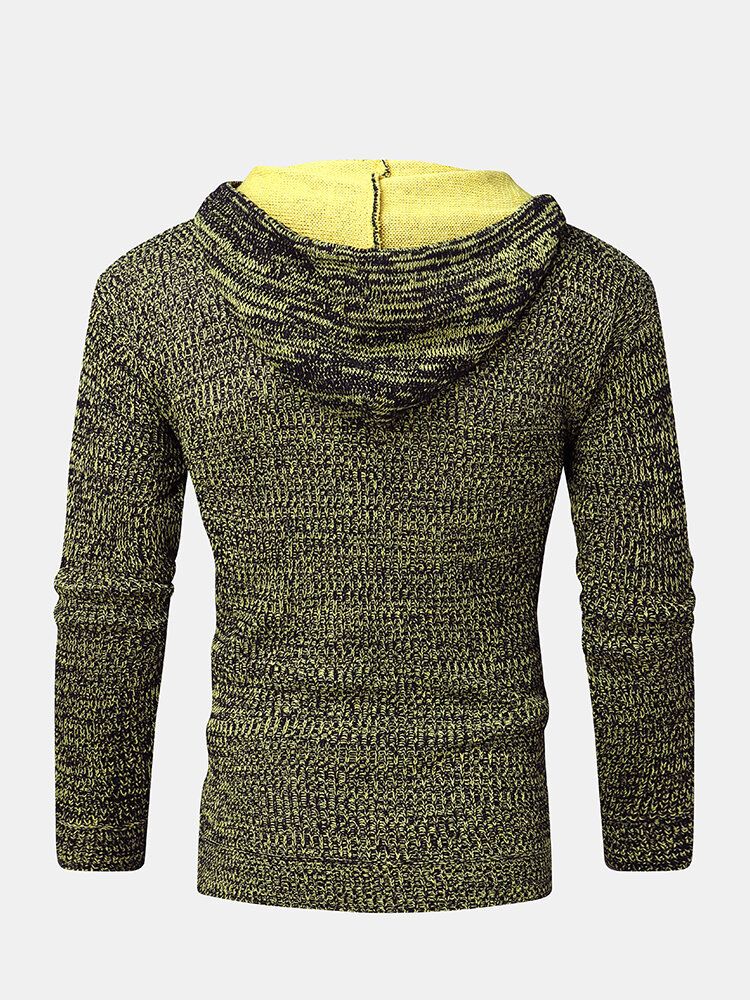 Pull En Tricot À Col En V Avec Fermeture Éclair Pour Homme Pull Décontracté À Capuche Avec Cordon De Serrage