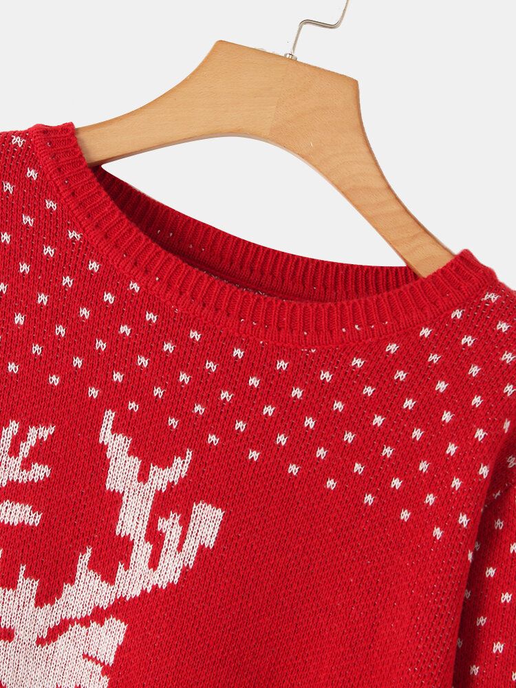 Pull À Tricoter À Manches Longues O-nekc À Motif De Renne De Noël Pour Femmes