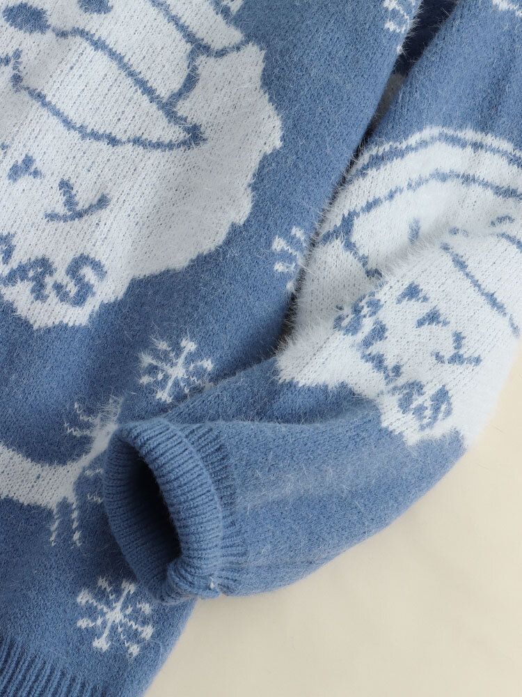 Pulls Décontractés À Motif De Père Noël En Tricot Thermique Pour Femmes