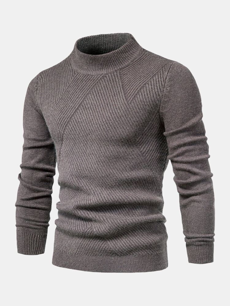 Pulls Tricotés Chauds À Texture De Couleur Unie Pour Hommes