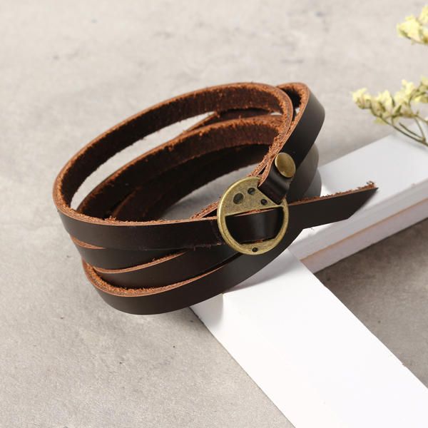 Punk Cuir Ancien Bracelet Simple Mot Amour Multicouche Bracelet Pour Femmes Pour Hommes