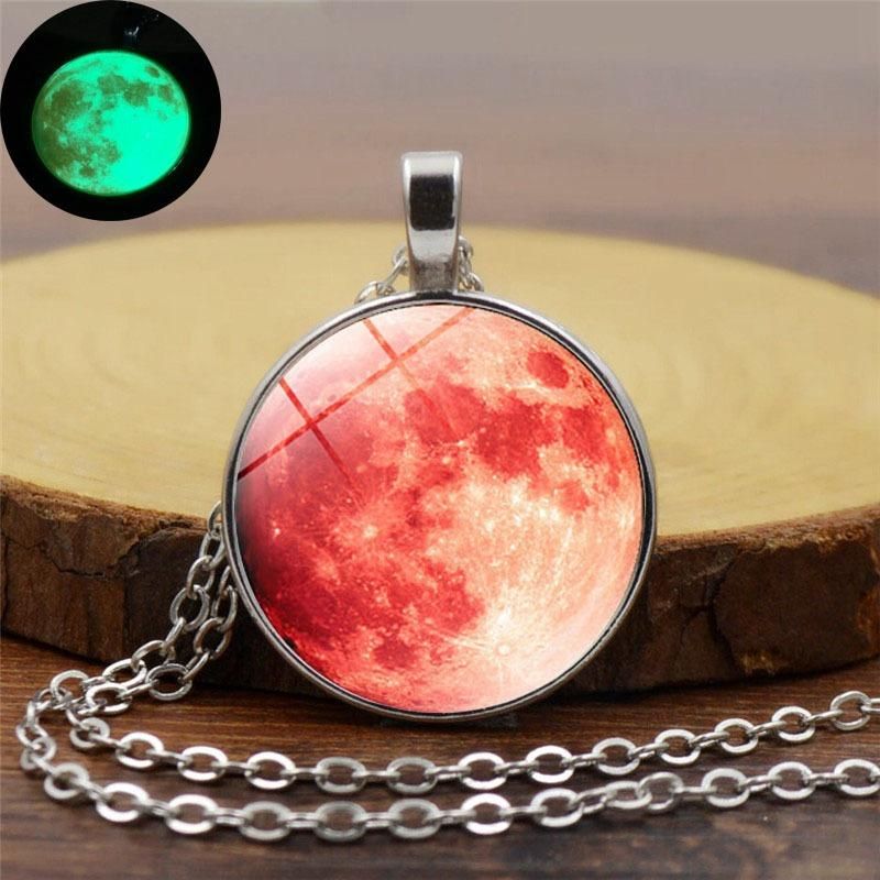 Rétro Luminous Moon Long Collier Sliver Alliage Chandail Collier Unisexe