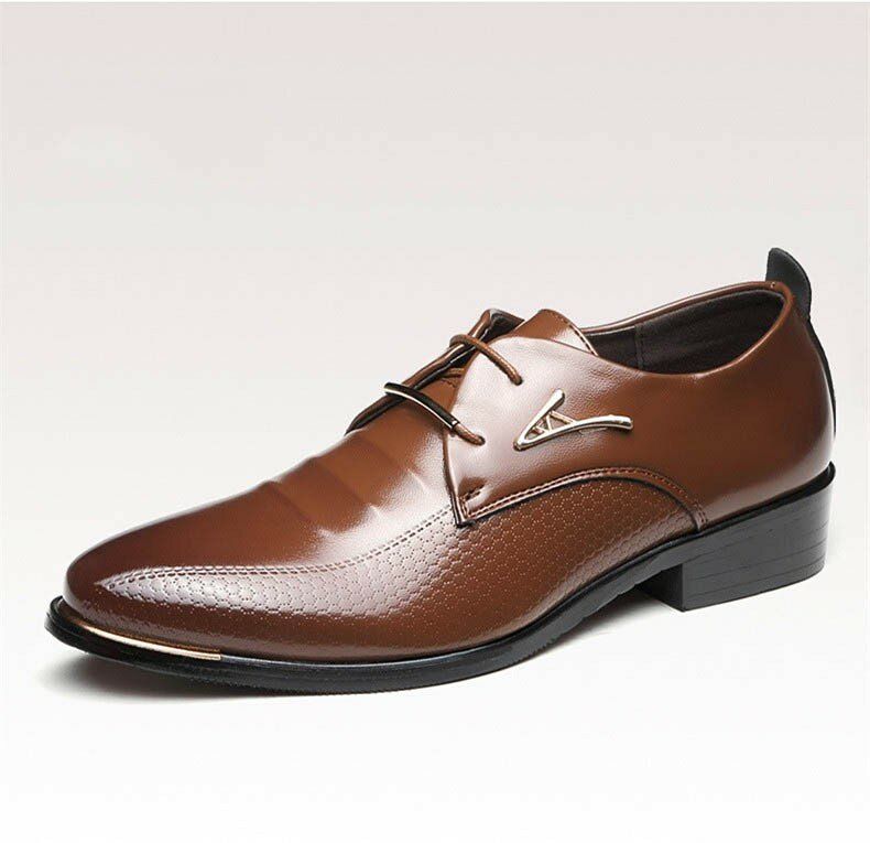 Robe D'affaires Pour Hommes Oxfords En Cuir Mocassins Plats À Lacets Chaussures Décontractées