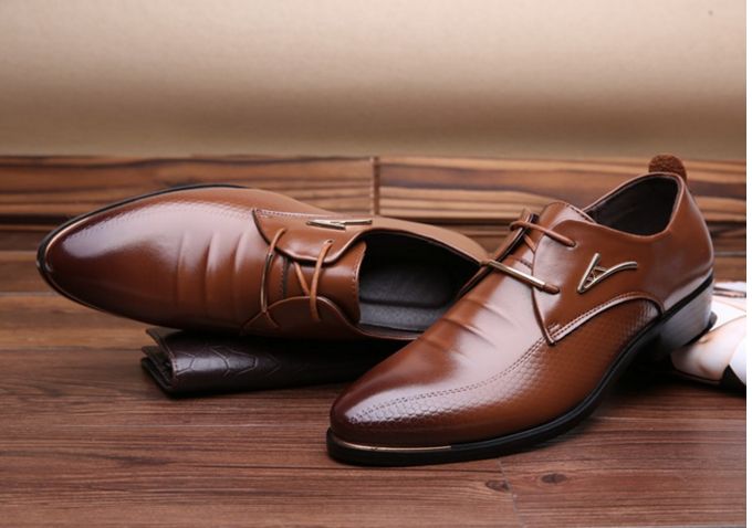 Robe D'affaires Pour Hommes Oxfords En Cuir Mocassins Plats À Lacets Chaussures Décontractées