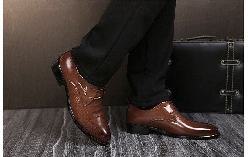 Robe D'affaires Pour Hommes Oxfords En Cuir Mocassins Plats À Lacets Chaussures Décontractées