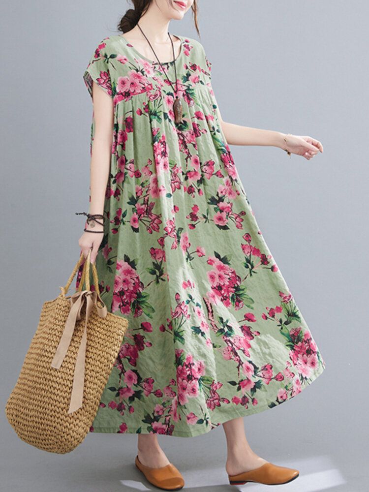 Robe Ample À Col Rond Et Style Bohème Européen À Imprimé Floral