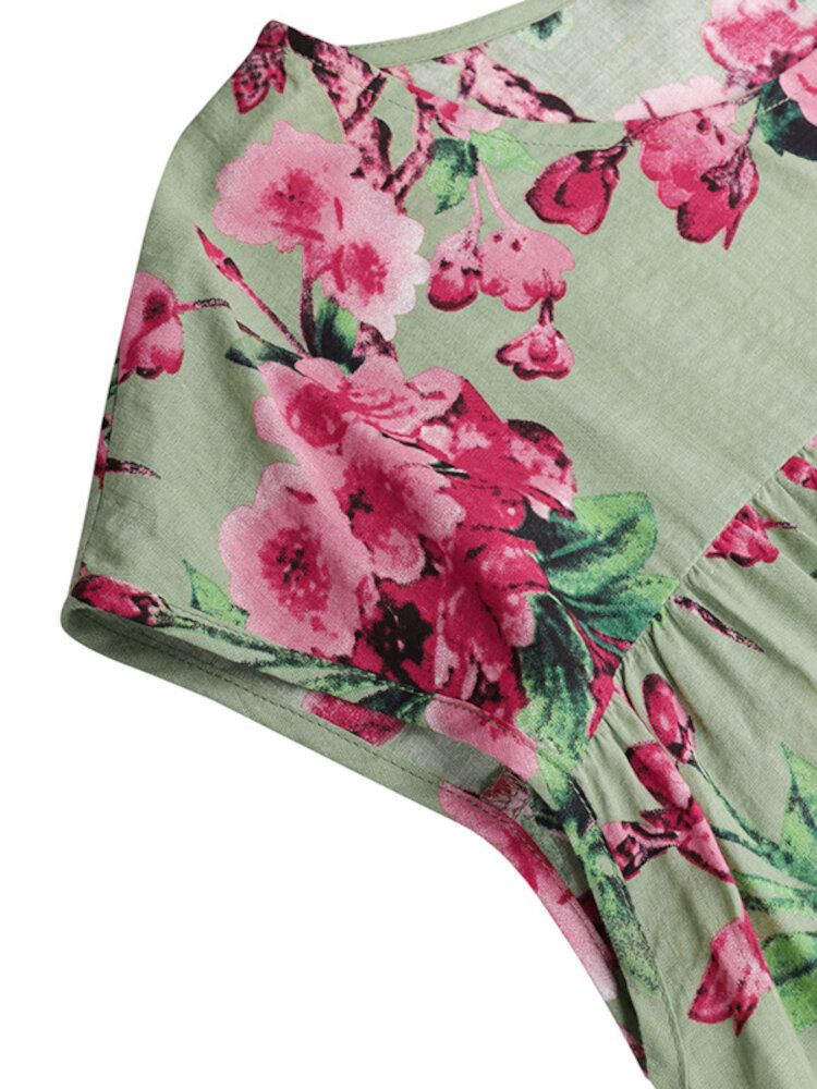 Robe Ample À Col Rond Et Style Bohème Européen À Imprimé Floral