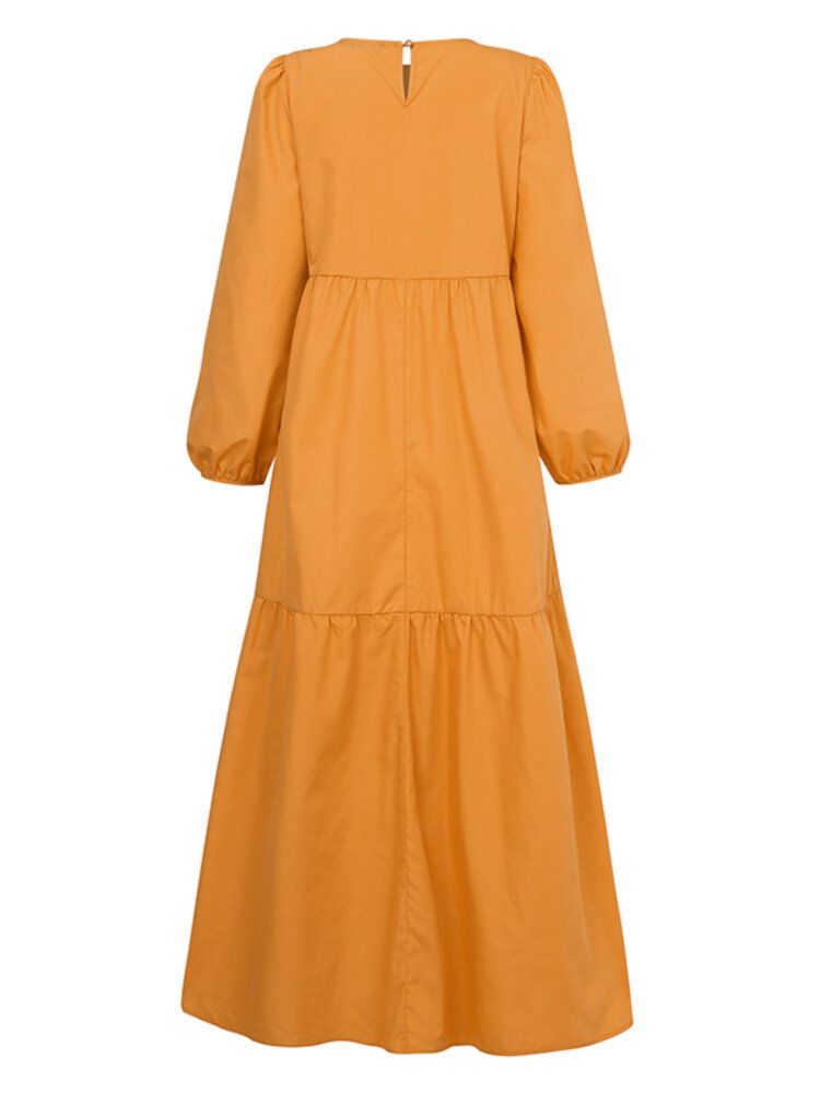 Robe Caftan Abaya À Col Rond Solide Pour Femmes