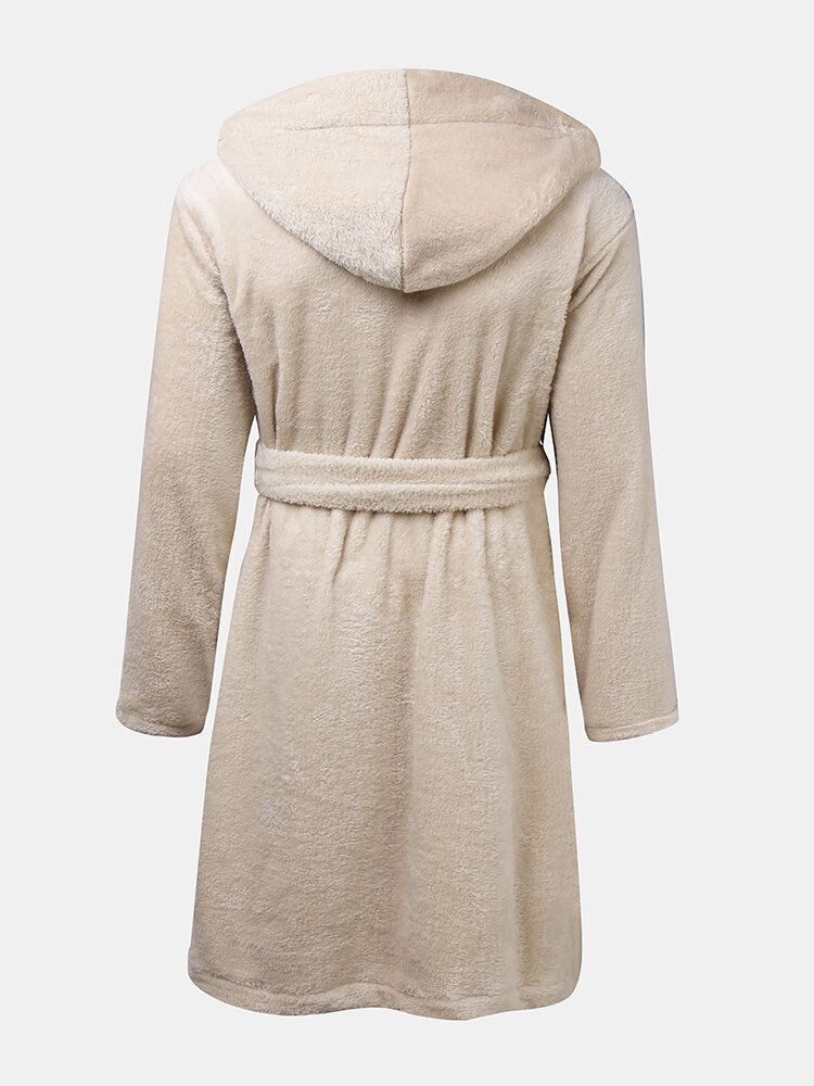 Robe À Capuche En Flanelle De Couleur Unie Pour Hommes