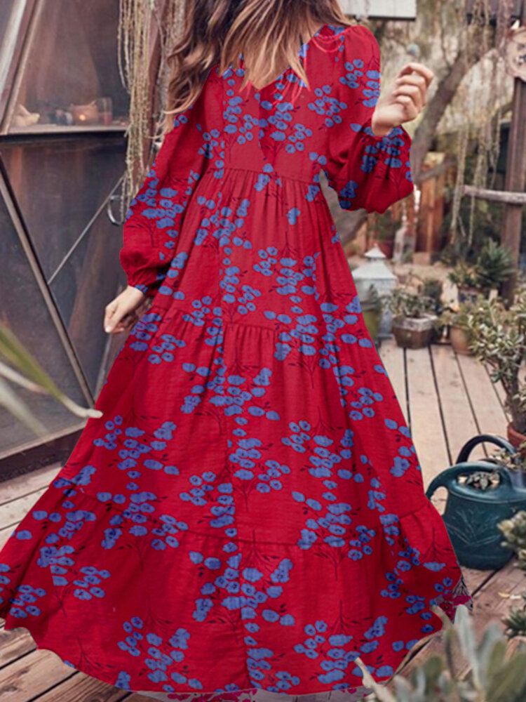 Robe Décontractée Ample À Manches Bouffantes Et Col En V Pour Femme