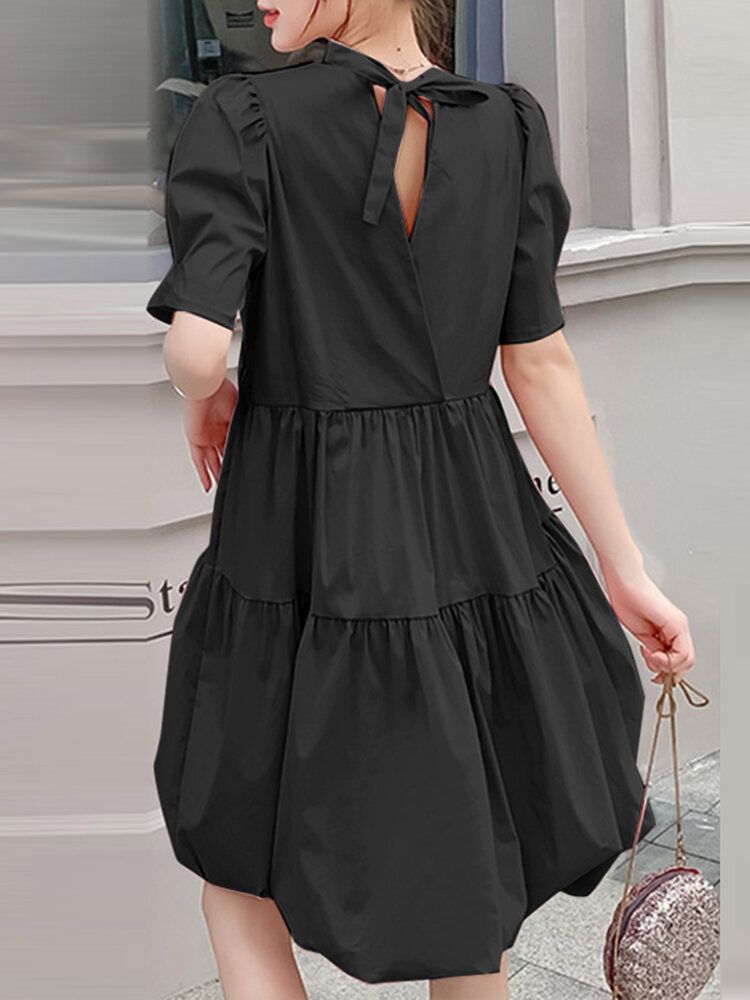 Robe D'été Ample Plissée À Manches Courtes