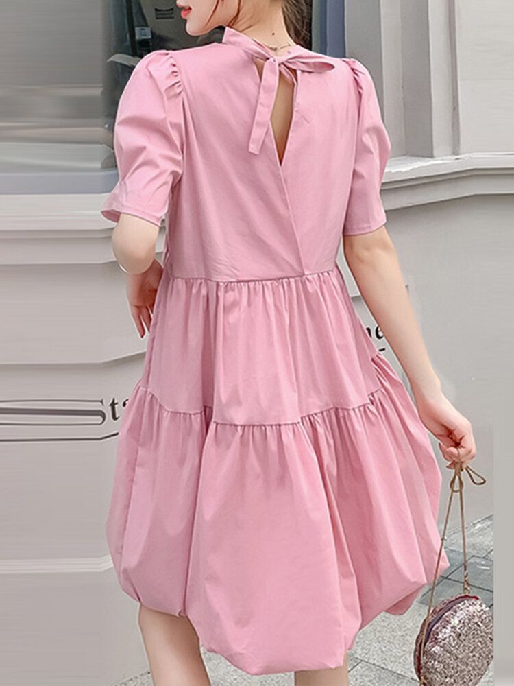 Robe D'été Ample Plissée À Manches Courtes