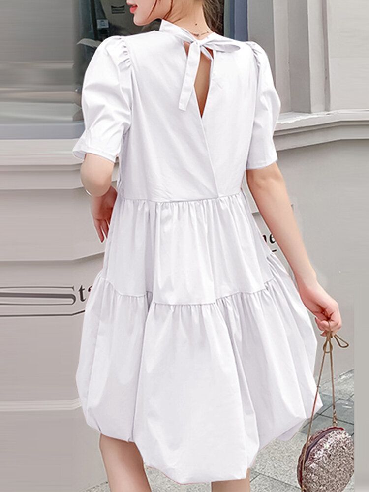 Robe D'été Ample Plissée À Manches Courtes