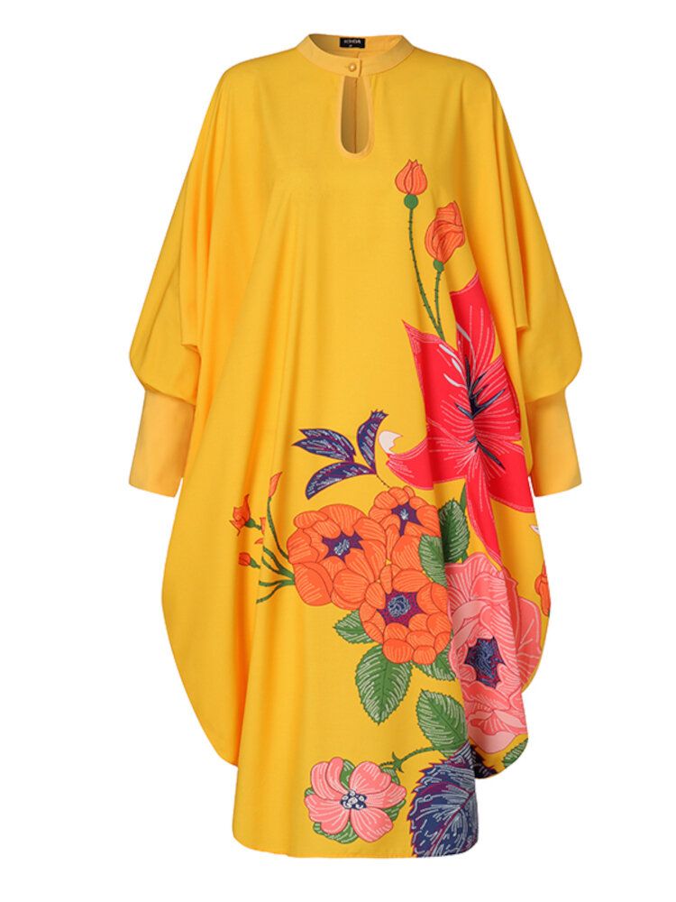 Robe Florale À Manches Longues Plissée Pour Les Loisirs Pour Les Femmes