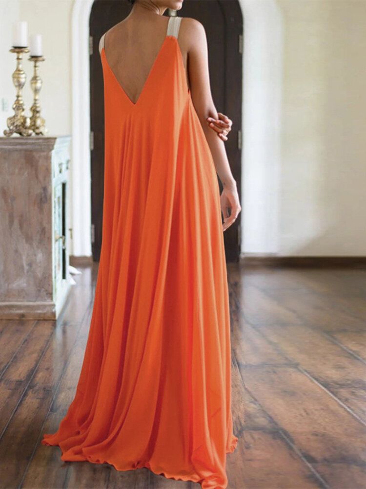 Robe Longue Élégante À Col En V Pour Femme