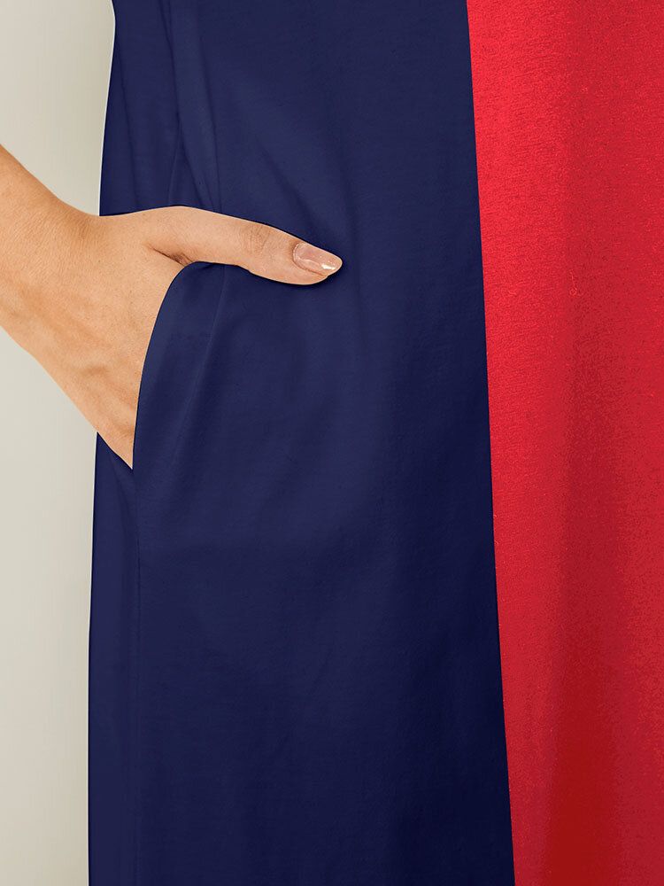 Robe Longue À Manches Courtes Et Col Rond Avec Poche