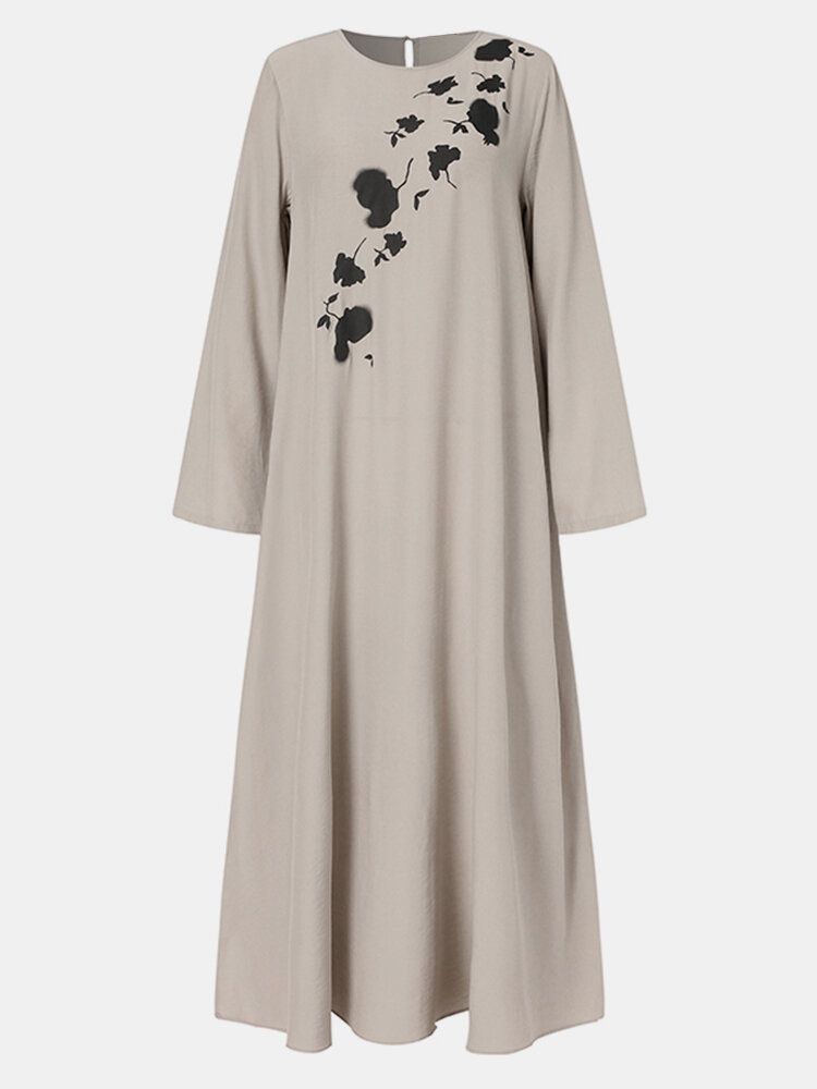 Robe Longue À Manches Longues Et Col Rond Pour Femme