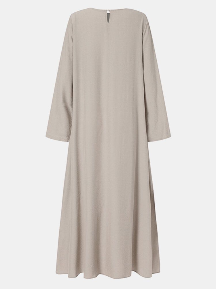 Robe Longue À Manches Longues Et Col Rond Pour Femme