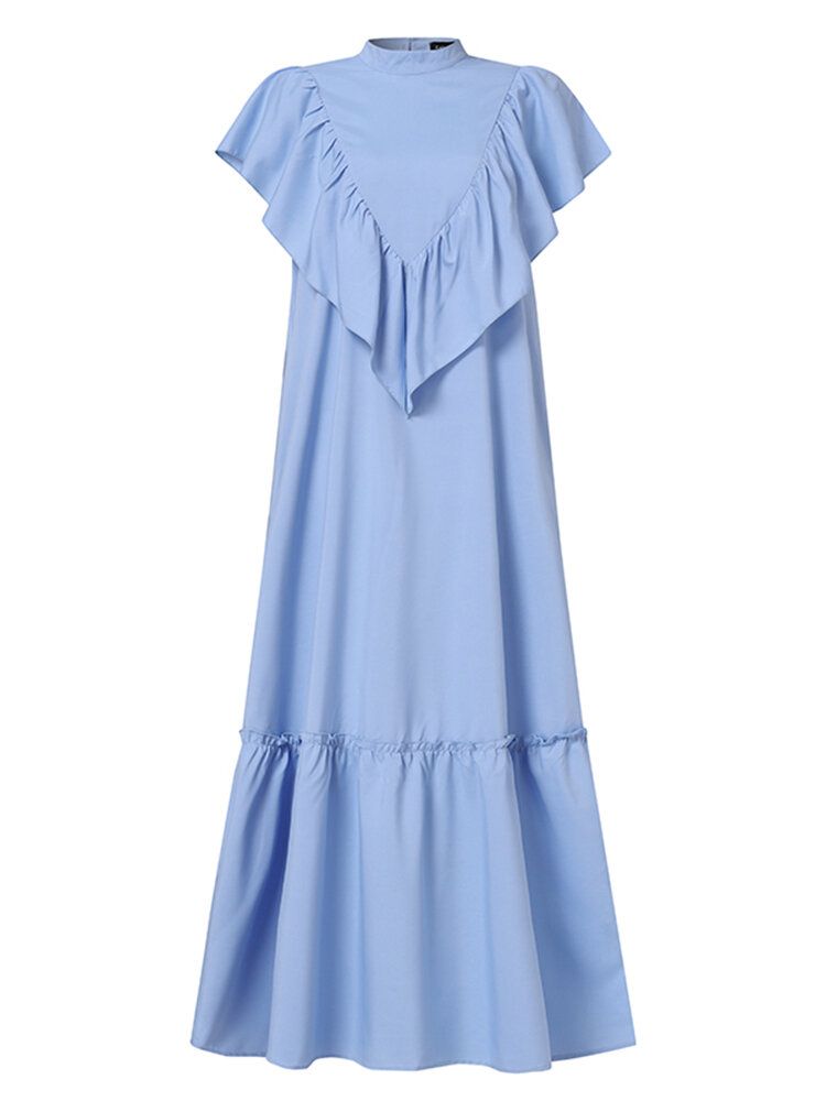 Robe Longue À Volants De Couleur Unie Pour Femmes