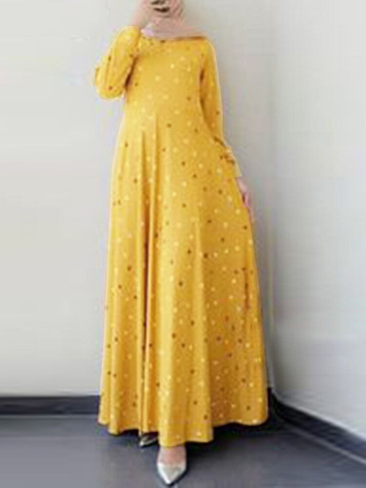 Robe Maxi Caftan Musulman Bohème À Imprimé Géométrique Pour Femmes