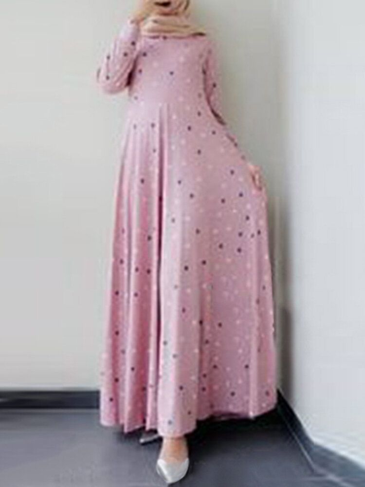 Robe Maxi Caftan Musulman Bohème À Imprimé Géométrique Pour Femmes