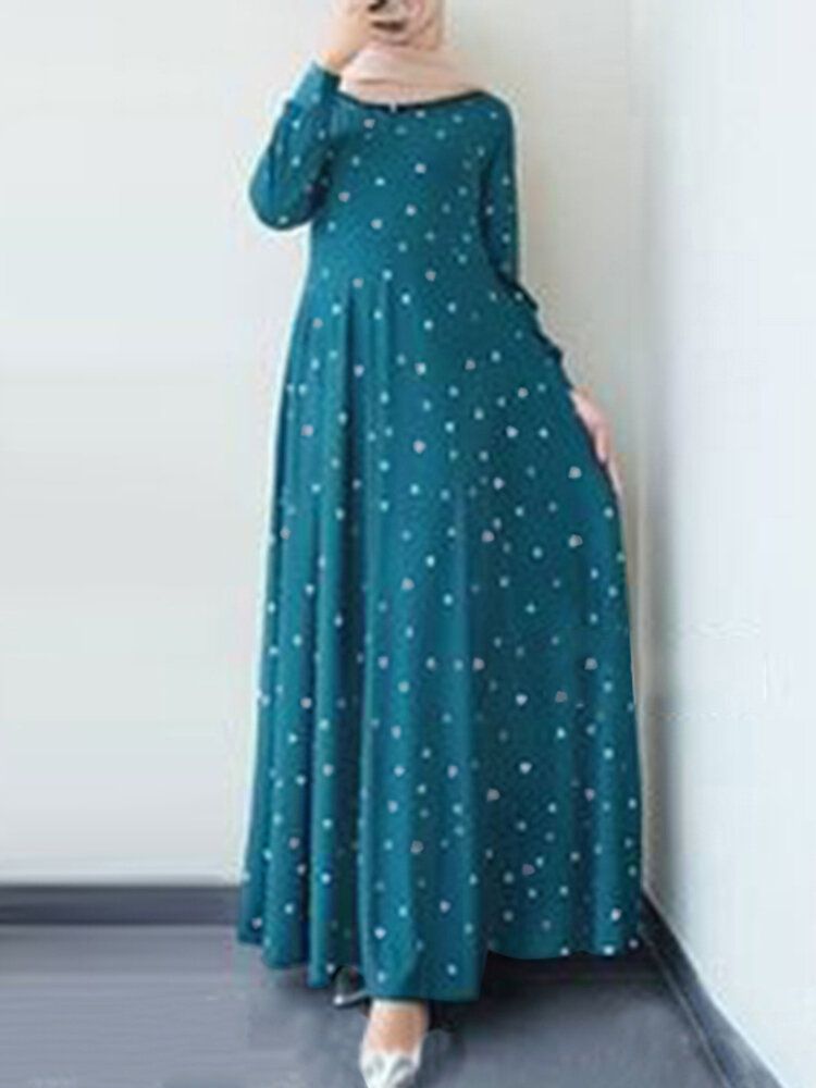 Robe Maxi Caftan Musulman Bohème À Imprimé Géométrique Pour Femmes