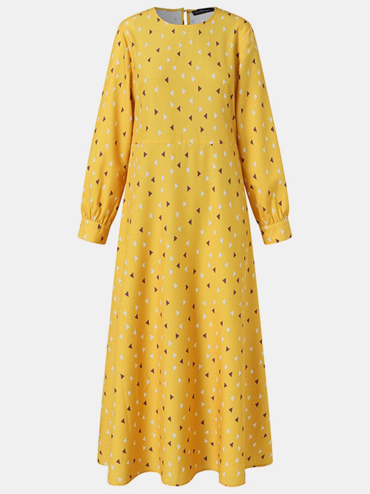 Robe Maxi Caftan Musulman Bohème À Imprimé Géométrique Pour Femmes