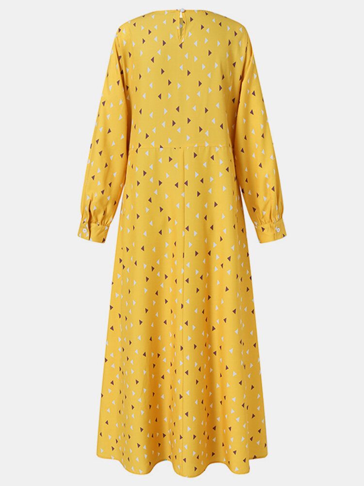 Robe Maxi Caftan Musulman Bohème À Imprimé Géométrique Pour Femmes