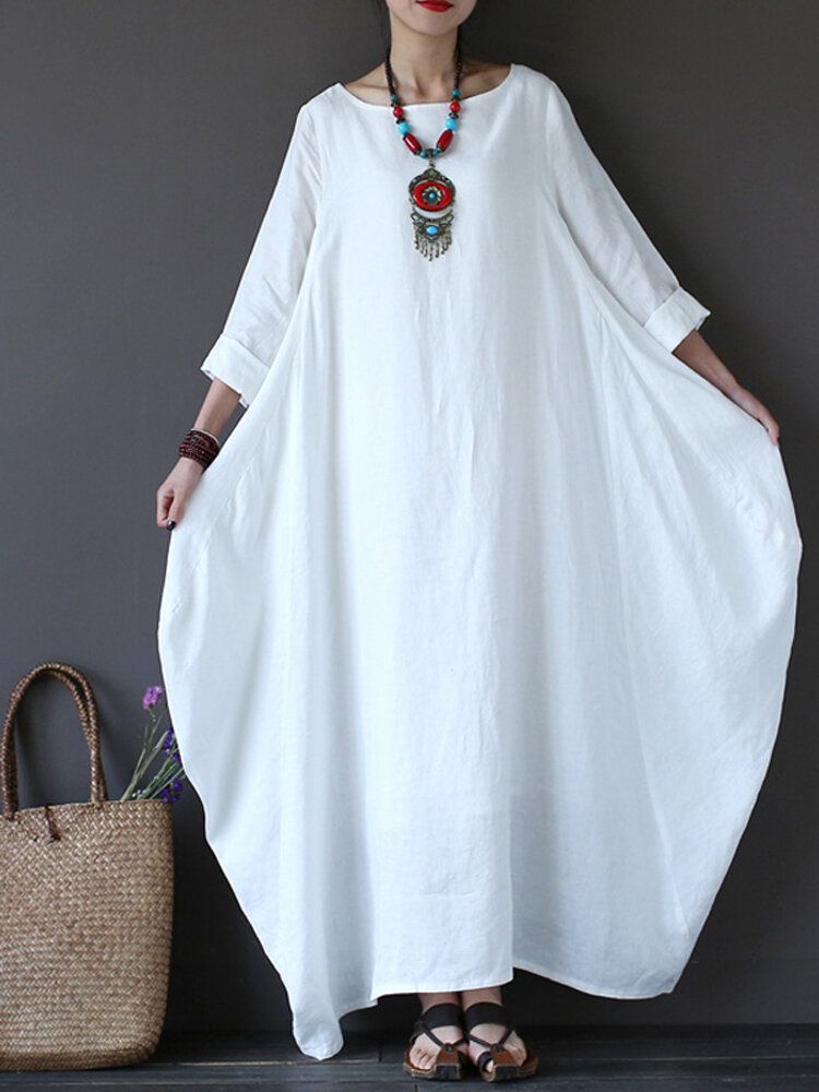 Robe Maxi D'été 100% Coton À Poches Amples Pour Femmes