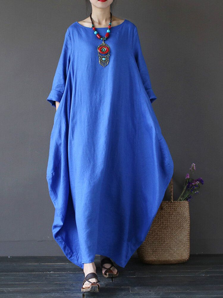 Robe Maxi D'été 100% Coton À Poches Amples Pour Femmes