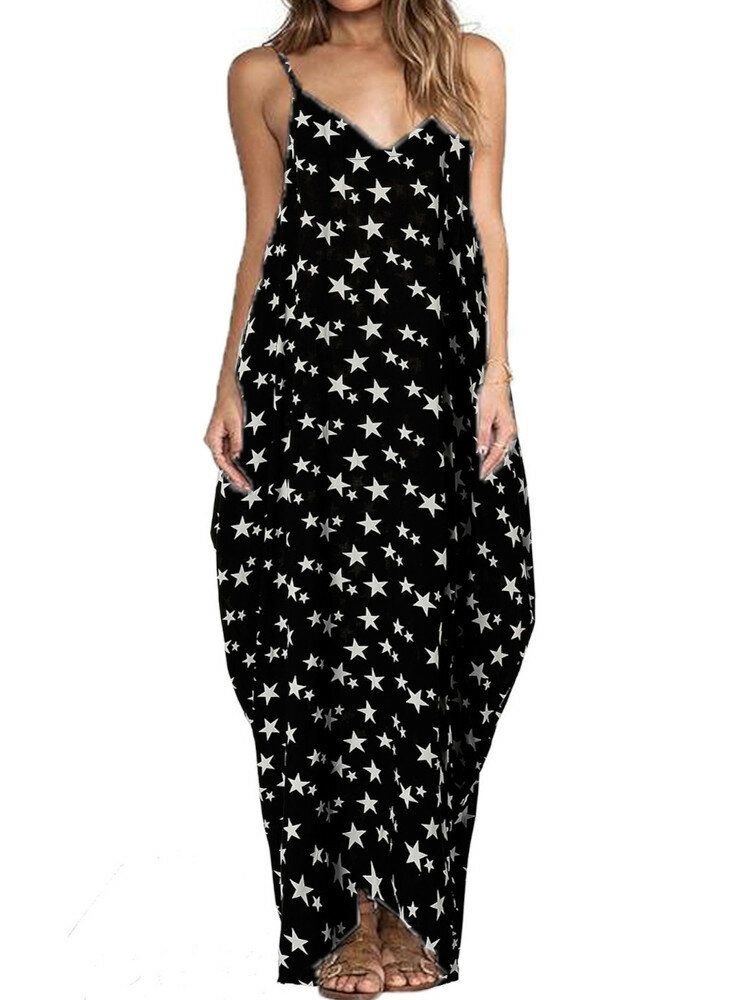 Robe Maxi D'été À Imprimé Géométrique Sans Manches Pour Femme