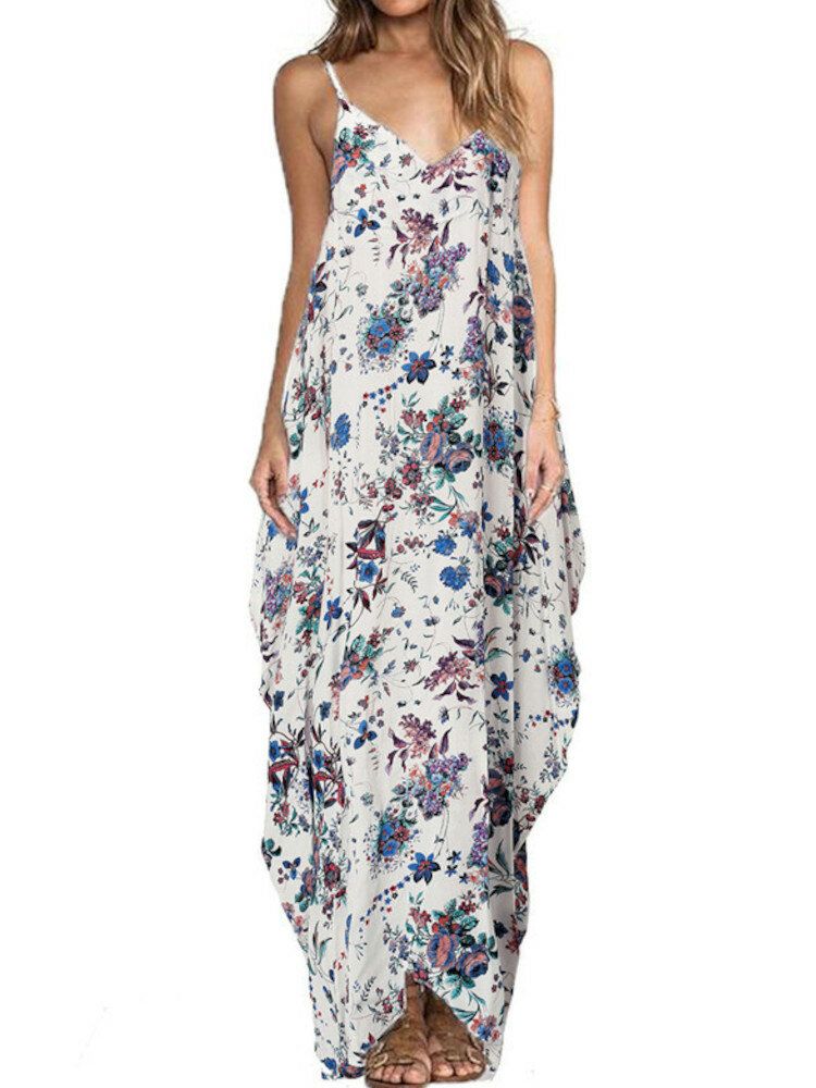 Robe Maxi D'été À Imprimé Géométrique Sans Manches Pour Femme