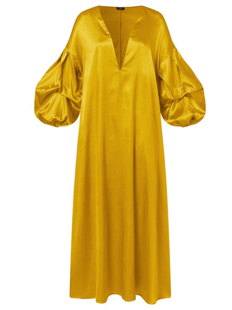 Robe Maxi De Loisirs À Manches Bouffantes Et À Volants Pour Femmes