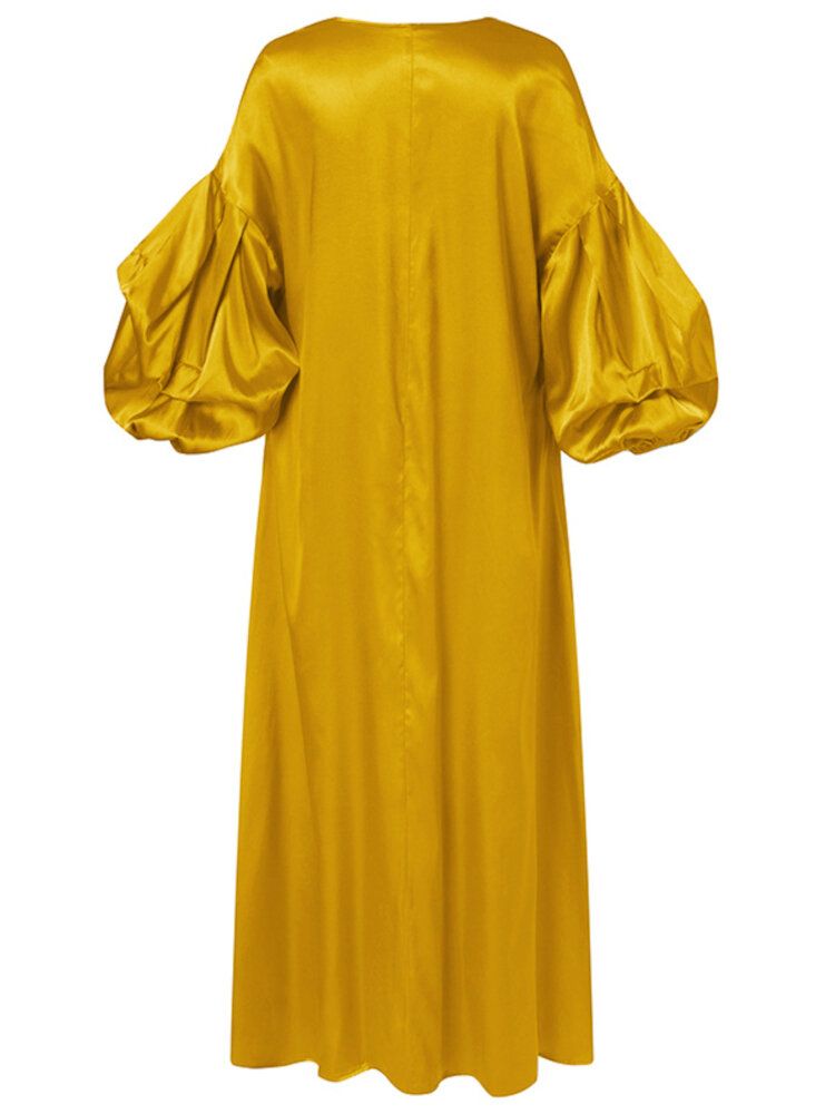 Robe Maxi De Loisirs À Manches Bouffantes Et À Volants Pour Femmes